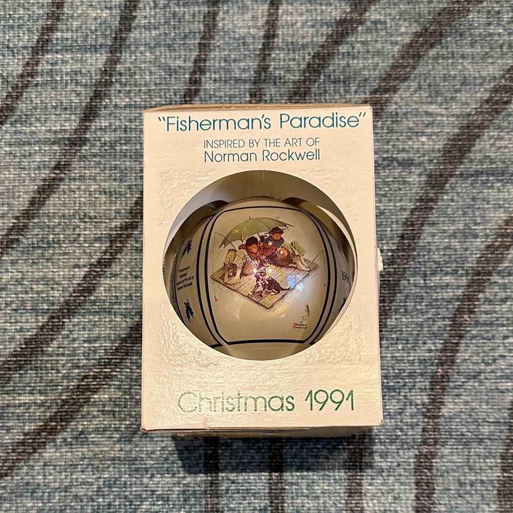 Christmas 1991 Schmid Collectors Norman Rockwell “Fisherman’s Paradise” Ornament